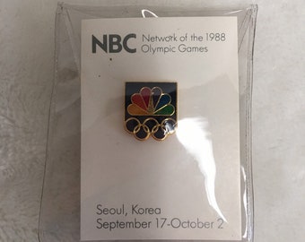 1988 NBC Sports Seoul Olympic Pin Press Media Torch 3D
