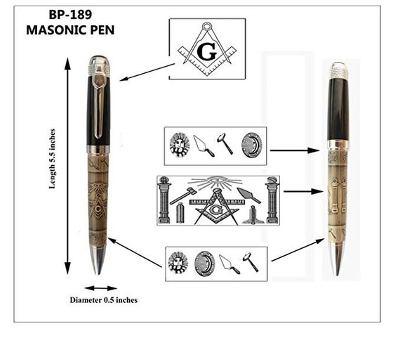 MASONIC FREEMASON PERSONALISED ENGRAVED PEN GIFT WITH YOUR OWN NAME & LODGE 