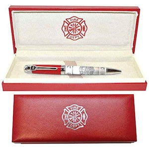 Personalized Fire Department Ink Pen with Embossed Emblems