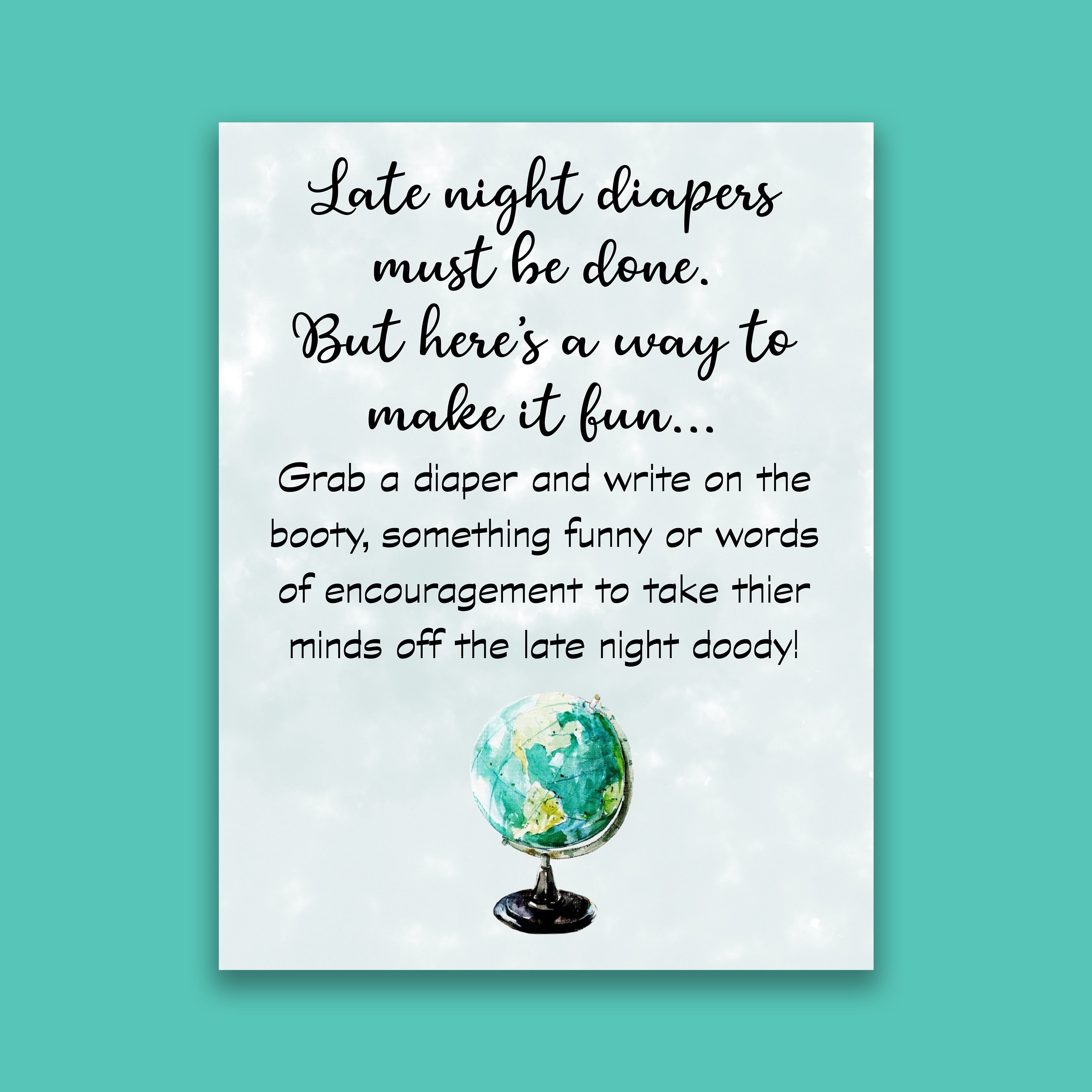 Made to Match - Welcome to the World Little One - Diapers for the Wee Hours  - Late Night Doody, image size:3000x3000