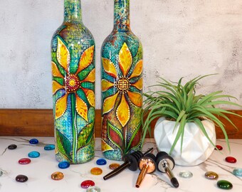 Hand-painted Oil, Vinegar, Soaps, & Other Liquids Dispensers. Countertop display of high-use liquids. Opaque, High-Gloss Finish (READY MADE)