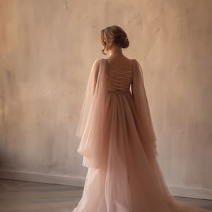 Cocktail long dress, Maxi tulle gowns, Princess dress, Engagement dress, Long train dress, Lace prom tulle dress, Photoshoot plus size dress