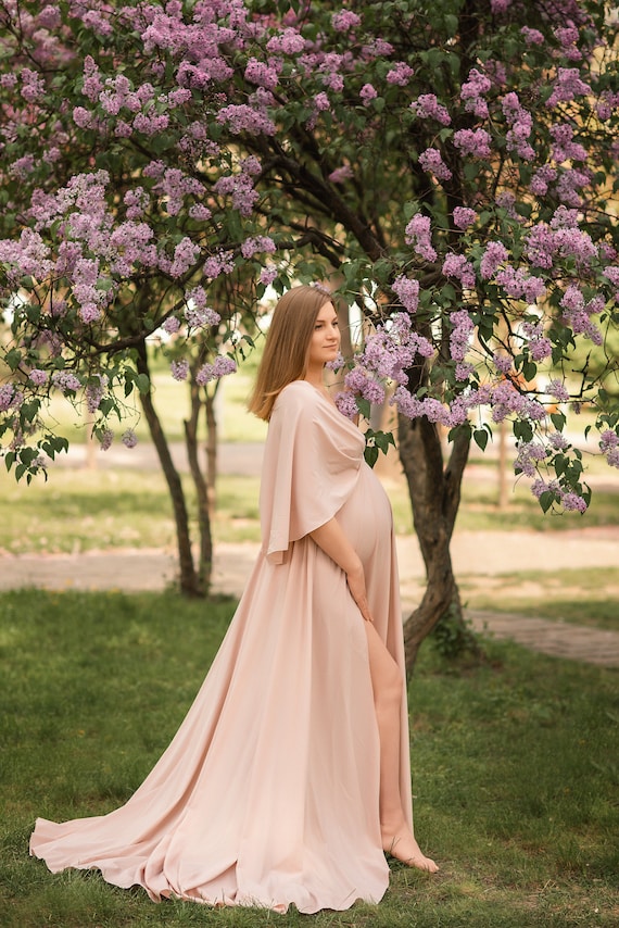 Maternity Dresses Photoshoot OUGES Women Maxi Maternity Dress Long