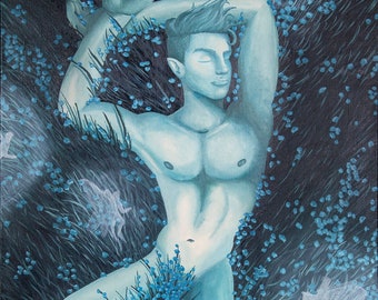 Asleep in the Bluebells - Acrylic on Canvas 28"x22"