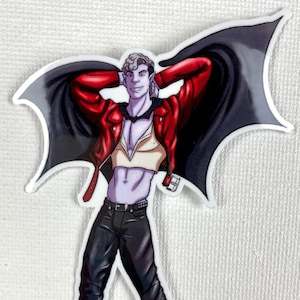 4" Sticker Monster Boyfriend - Vinnie the 80’s Vampire - Bara Art Sticker - Handmade and Waterproof (Perfect for Water Bottles!)