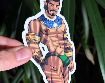 4" Male Pinup Sticker- Namor Speedo Hunk - Gay Bara Superhero Art Sticker - Handmade and Waterproof (Perfect for Water Bottles!)