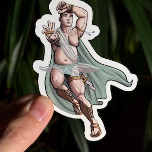 4&quot; Male Pinup Sticker- Wind Mage - Gay Fantasy Art Sticker - Handmade and Waterproof (Perfect for Water Bottles!)