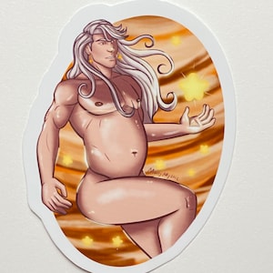 Adesivo de bruxa gay masculino de bruxa cósmica de 4" feito à mão - à prova d'água (perfeito para garrafas de água!)