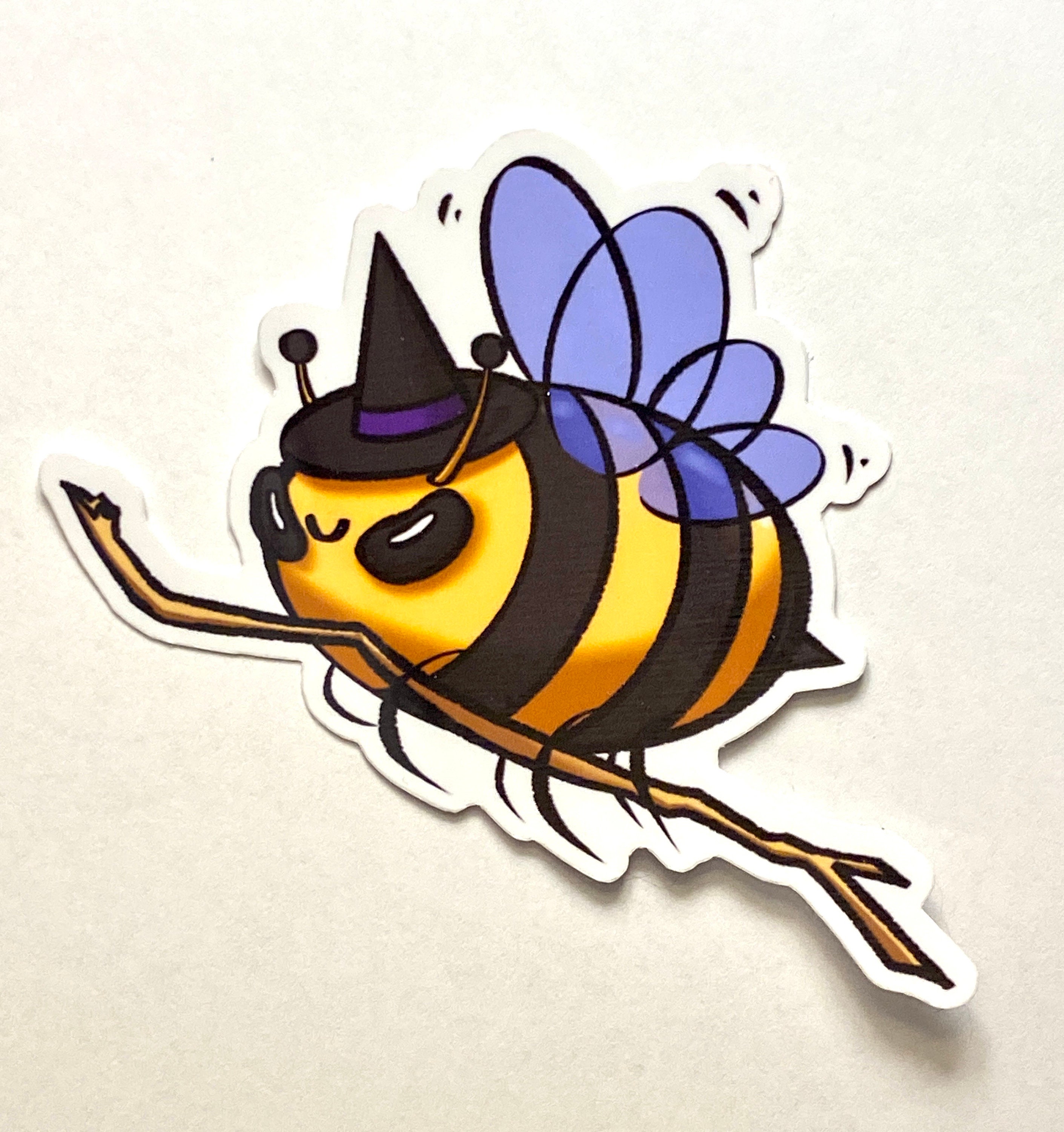 Witch Bee Riding Broomstick Sticker - Waterproof Vinyl Decal - Etsy
