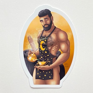 4 "Küche Hexe männlich Gay Hexe Aufkleber handgemachte Aufkleber - wasserdicht (perfekt für Wasserflaschen!)