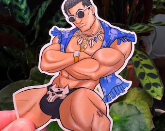 4" Male Pinup Sticker- Punisher Speedo Hunk - Gay Bara Superhero Art Sticker - Handmade and Waterproof (Perfect for Water Bottles!)