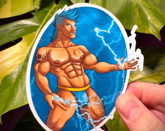 4" Storm / Weather Witch Male Gay Witch Sticker Handmade Sticker - Waterproof (Perfect for Water Bottles!)