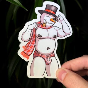 10cm Aufkleber Monster Boyfriend - Sexy Schneemann Vol. 2 - Weihnachten Bara Art Sticker - Handgemacht und wasserfest (Perfekt für Wasserflaschen!)