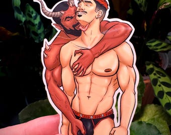 4" Sticker Monster Boyfriend - Summoner's Mistake - Bara Art Sticker - Handmade and Waterproof (Perfect for Water Bottles!)