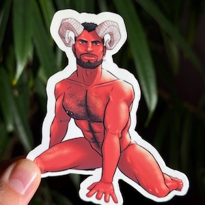 10cm Aufkleber Monster Freund - Widder Widder - Gay Sternzeichen Aufkleber - Bara Art Sticker - Handgemacht und wasserfest (perfekt für Wasserflaschen!)