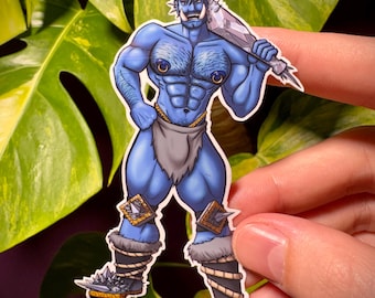 4" Sticker Monster Boyfriend - Ice Giant - Handmade and Waterproof (Perfect for Water Bottles!)
