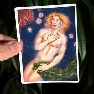4&quot; Male Pinup Sticker- Male Venus Aphrodite Genderbend - Gay Fantasy Bara Art Sticker - Handmade and Waterproof (Perfect for Water Bottles!)
