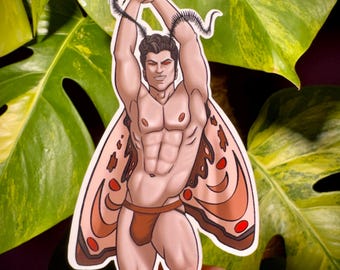 4" Sticker Monster Boyfriend - Sexy Mothman - Handmade and Waterproof (Perfect for Water Bottles!)