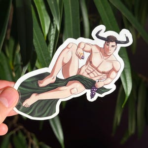 Pegatina de 4" de Novio Monstruo - Tauro Toro - Pegatina del Zodíaco Gay - Pegatina Bara Art - Hecha a mano y resistente al agua (¡Perfecta para botellas de agua!)