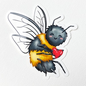 3&quot; Sticker Bee Holding a Heart - Waterproof (Perfect for Water Bottles!)