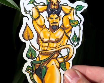 4" Sticker Monster Boyfriend - Golden Pothos Demon Vol. 2 - Bara Art Sticker - Handmade and Waterproof (Perfect for Water Bottles!)