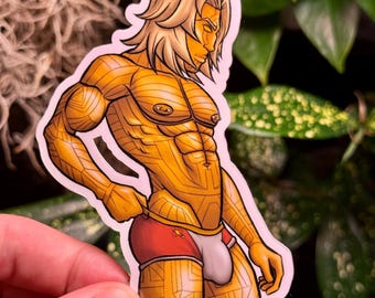 4" Male Pinup Sticker- Adam Warlock Undies - Gay Bara Superhero Art Sticker - Handmade and Waterproof (Perfect for Water Bottles!)