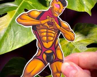 4" Sticker Monster Boyfriend - Heart Demon - Handmade and Waterproof (Perfect for Water Bottles!)