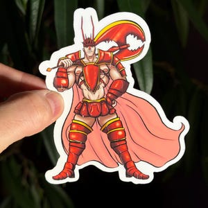 4&quot; Male Pinup Sticker- Lobster Berserker - Gay Fantasy Art Sticker - Handmade and Waterproof (Perfect for Water Bottles!)