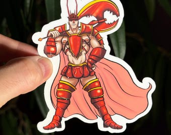 4" Male Pinup Sticker- Lobster Berserker - Gay Fantasy Art Sticker - Handmade and Waterproof (Perfect for Water Bottles!)