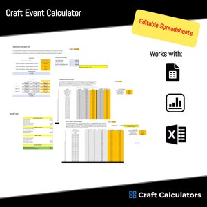 Craft Show Calculator Spreadsheet - Craft Event Pop Up Shop Calculator- TShirt Decals and Products Calculator