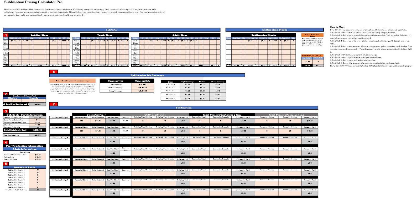 8 Designs Sublimation Pricing Calculator Cost to Make Retail and