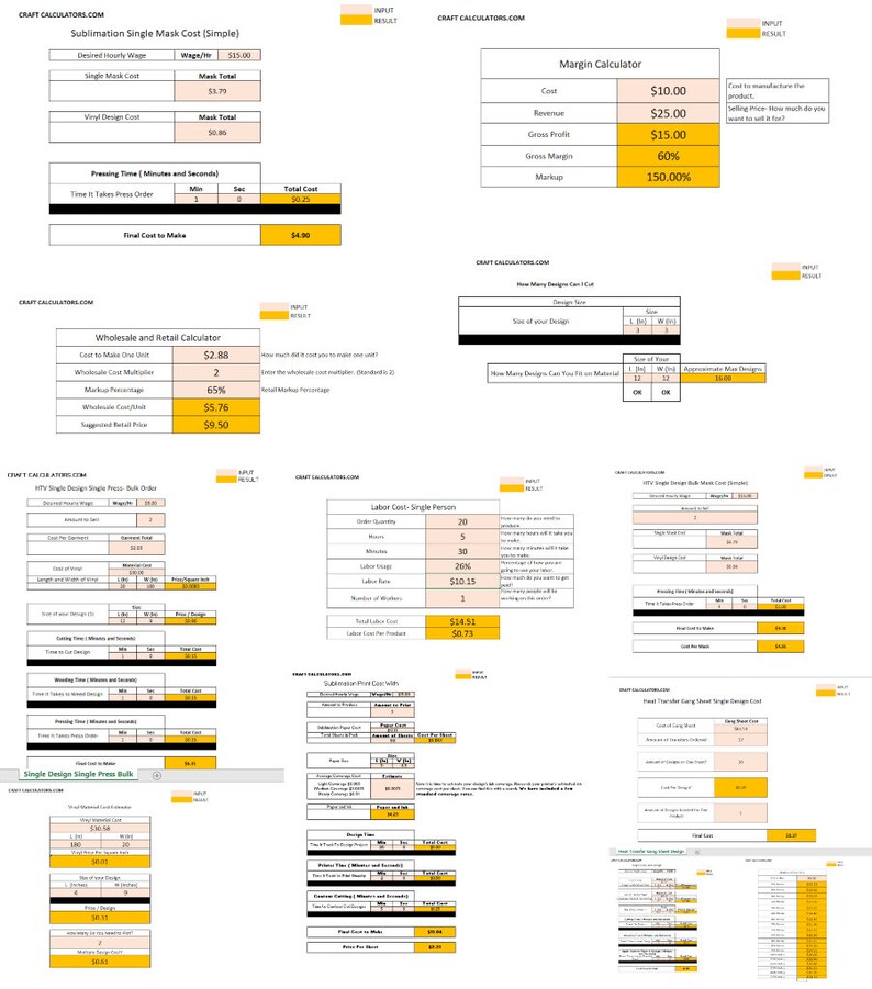 60 Editable Pricing Spreadsheets Vinyl Decal Pricing HTV Pricing