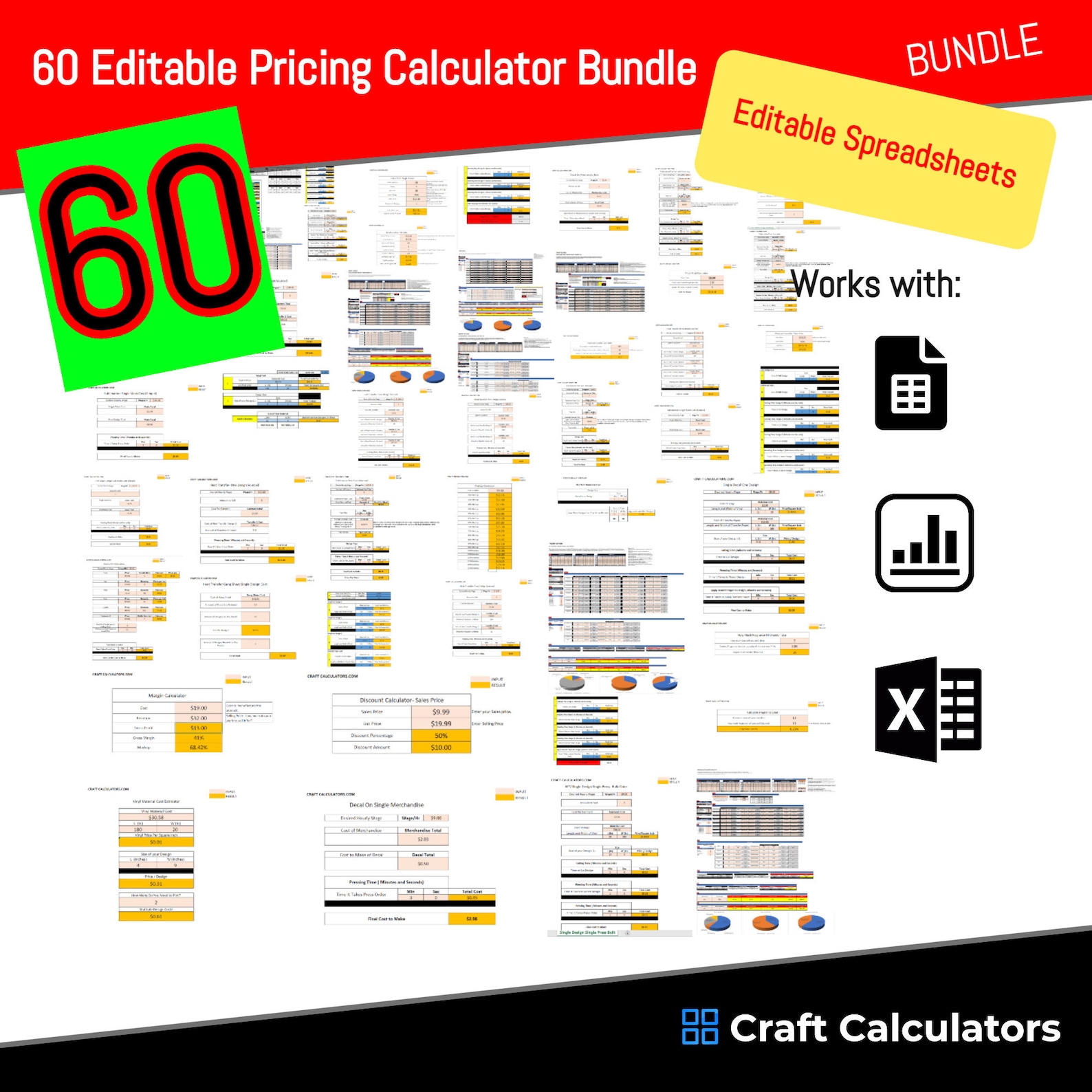 60 Editable Pricing Spreadsheets Vinyl Decal Pricing HTV Etsy
