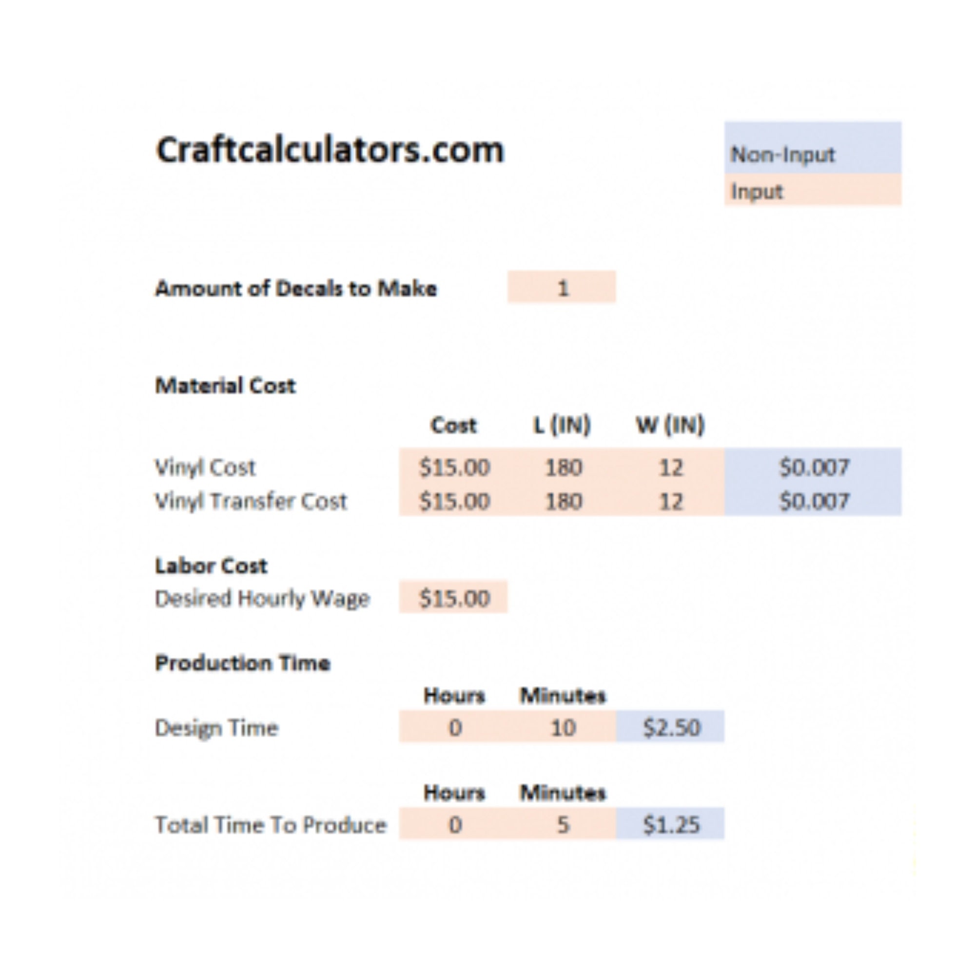 Vinyl Decal Pricing Matrix Spreadsheet Decal Automated Pricing Chart Etsy