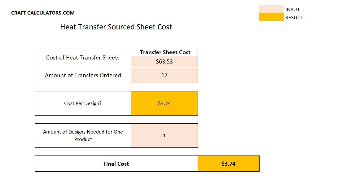 Heat Transfer Design Cost Calculator Heat Transfer Sheet Design Pricing