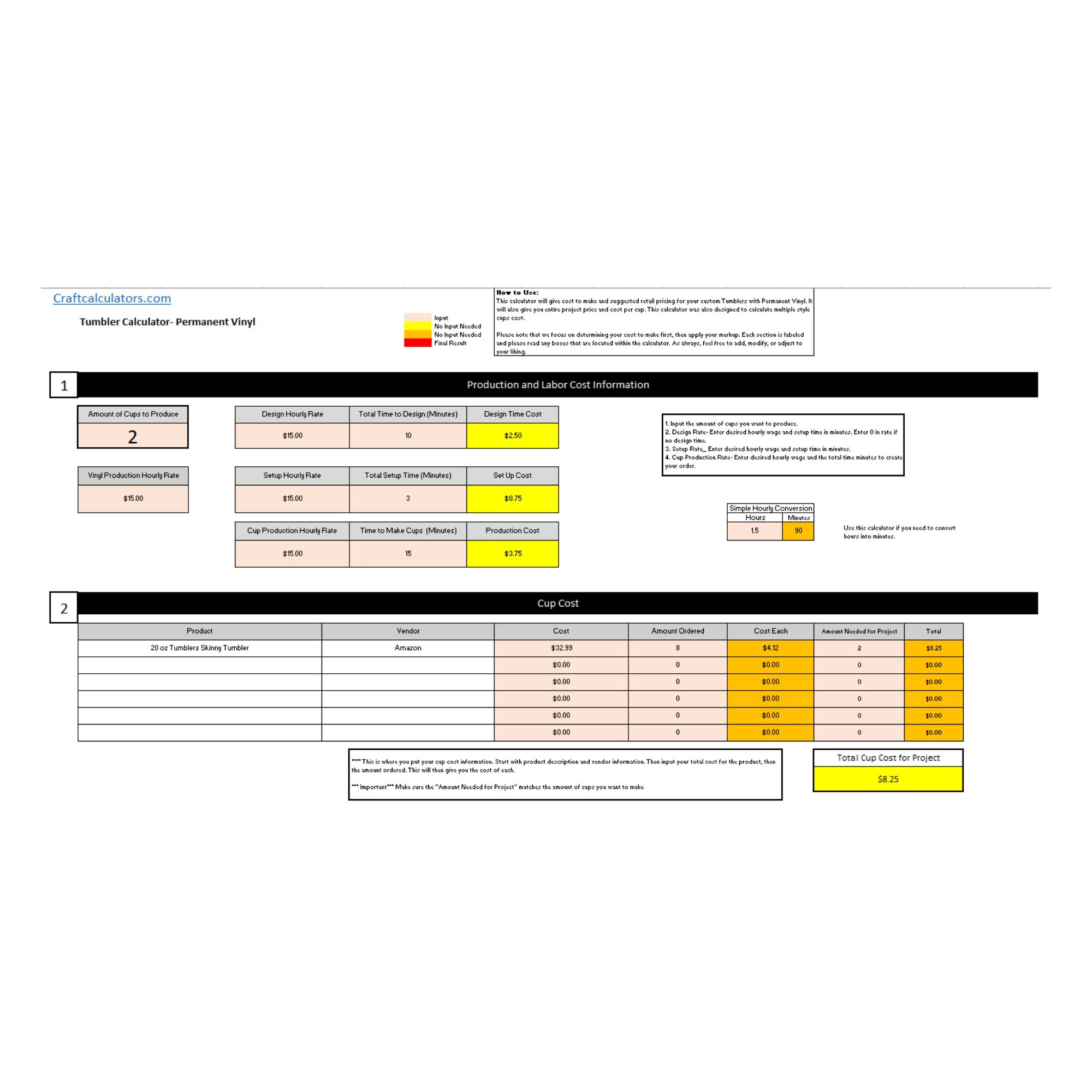 Permanent Vinyl Tumbler Pricing Calculator Custom Tumbler Calculator Etsy