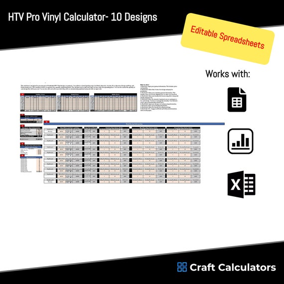 10 HTV Vinyl Design Pricing Calculator HTV How to Price - Etsy