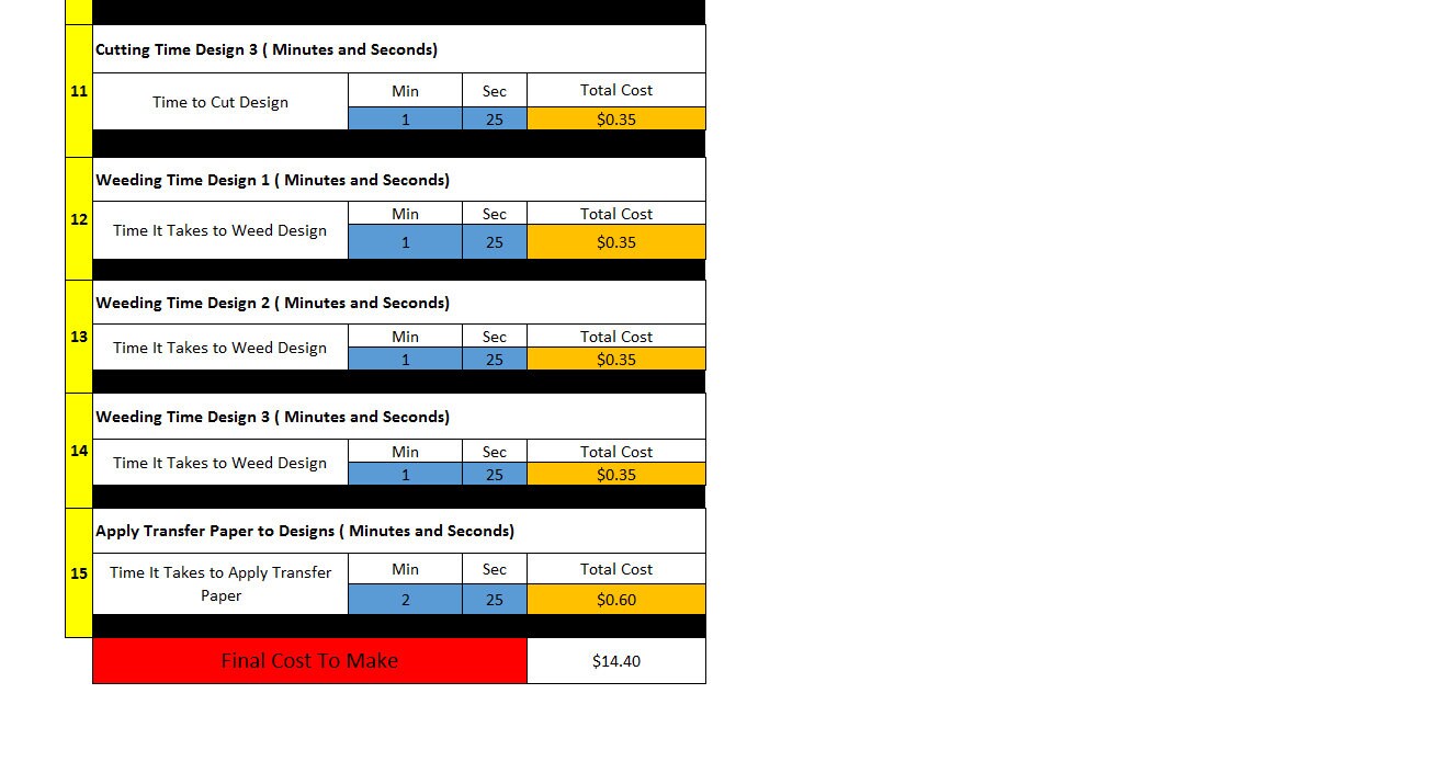 3 Design Vinyl Decal Pricing Calculator Decals Large Order Pricing Calculator Spreadsheet Etsy