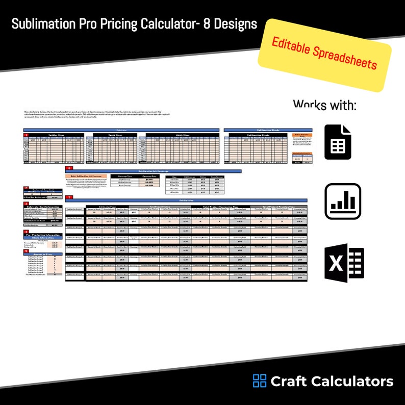 8 Designs Sublimation Pricing Calculator Cost to Make Retail and