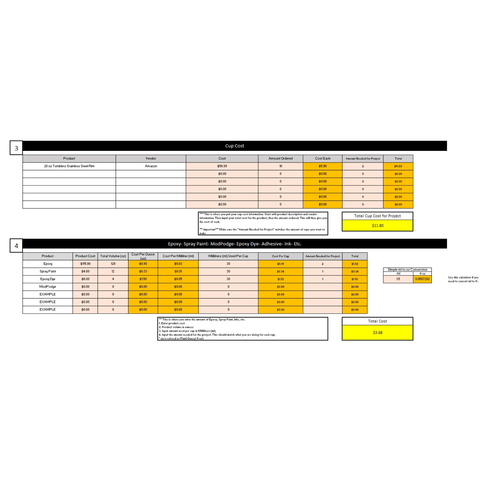Tumbler Pricing Calculator Epoxy Tumbler With Vinyl Custom Etsy Australia