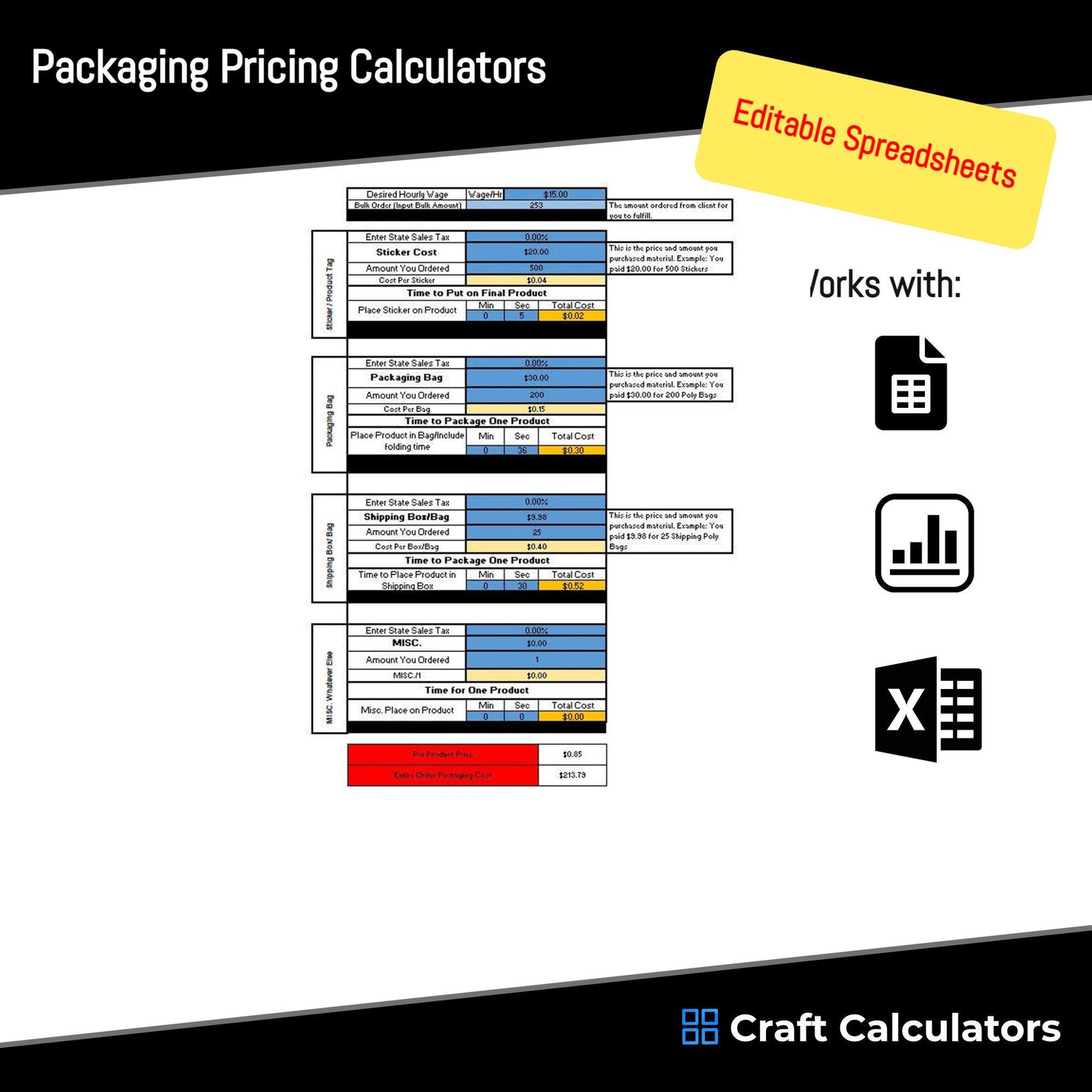 Packaging Pricing Calculator Calculate Packaging Cost Large Etsy España