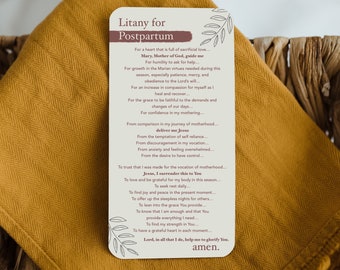 Litany for Postpartum - Catholic Pregnancy - Prayer Card - Motherhood - Catholic Prayer - Catholic Mom - Catholic Gift - Raising Saints