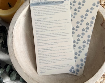 Litany for the Mother Enduring Miscarriage Prayer Card - Catholic Grief and Mourning - Hope and Consolation