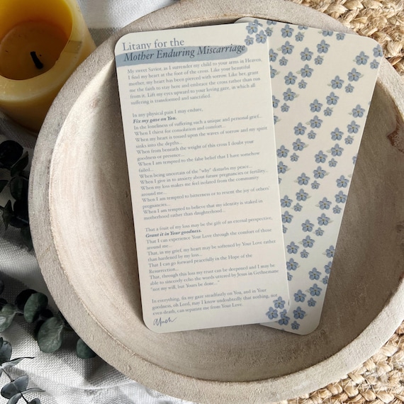 Litany for the Mother Enduring Miscarriage Prayer Card - Catholic Grief and Mourning - Hope and Consolation
