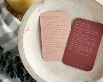 Morning Dedication and Review of Day Prayer Card - Morning and Night Prayer - Catholic - Prayer Card - Catholic Prayer - Catholic Devotion