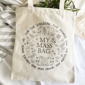 My Mass Bag - Catholic Canvas Tote - Catholic Kids Bag - Catholic Kids - Mass - First Communion - Reconciliation - Domestic Church - Gift