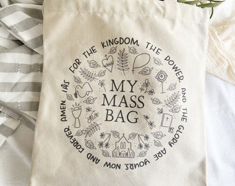 My Mass Bag - Catholic Canvas Tote - Catholic Kids Bag - Catholic Kids - Mass - First Communion - Reconciliation - Domestic Church - Gift