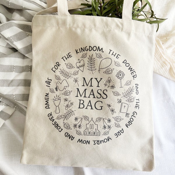 My Mass Bag - Catholic Canvas Tote - Catholic Kids Bag - Catholic Kids - Mass - First Communion - Reconciliation - Domestic Church - Gift