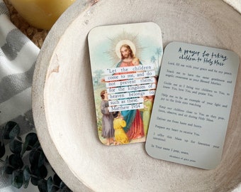 Prayer for Taking Children to Holy Mass Prayer Card - Catholic Prayer Card - Catholic Parenting - Catholic Devotion - Daily Prayer