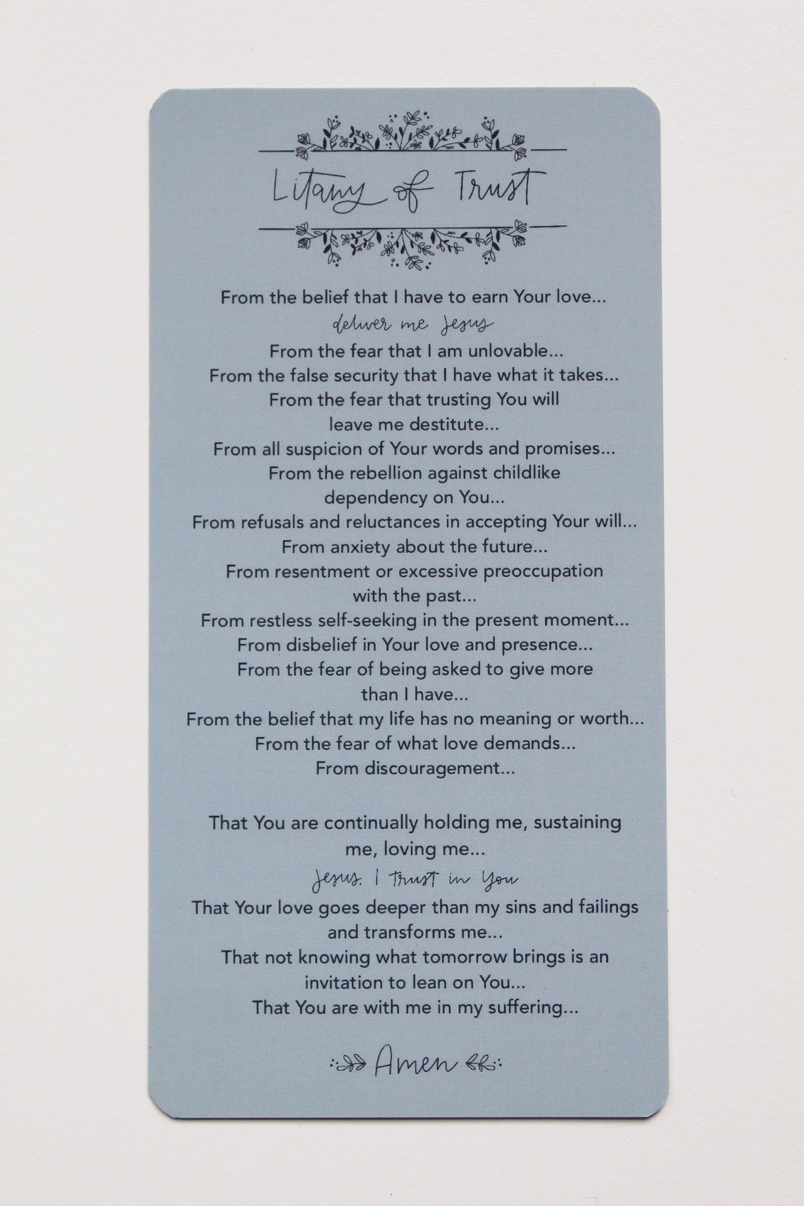 Litany of Trust Jesus I Trust In You Prayer Card Divine | Etsy